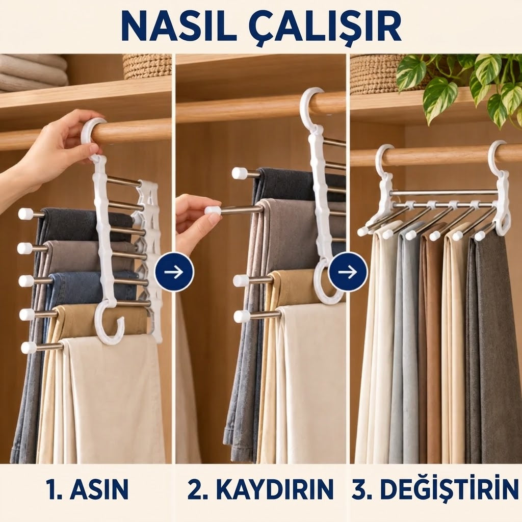 Çok Fonksiyonlu Pantolon Askısı