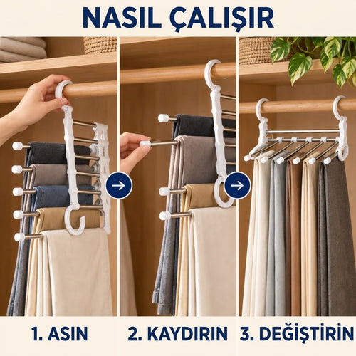 Çok Fonksiyonlu Pantolon Askısı