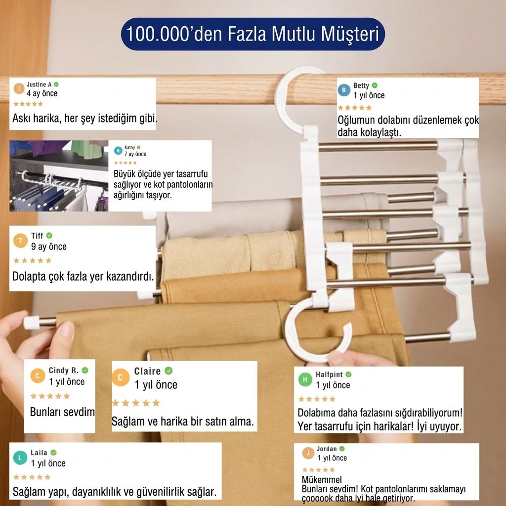 Çok Fonksiyonlu Pantolon Askısı