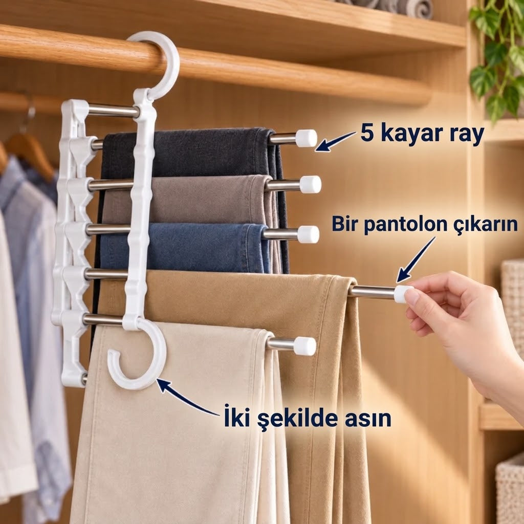 Çok Fonksiyonlu Pantolon Askısı